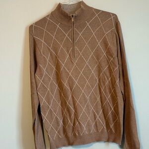 Van Heusen Brown Argyle 1/4 Zip Sweater